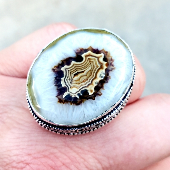 New Oversized Solar Agate 925 Silver Statement Ring. - Picture 8 of 15